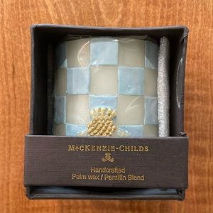 MacKenzie-Childs blue and white checked Candle